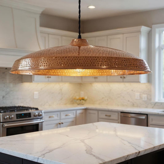 Handmade Hammered Copper Pendant Light: Moroccan Brass Interior