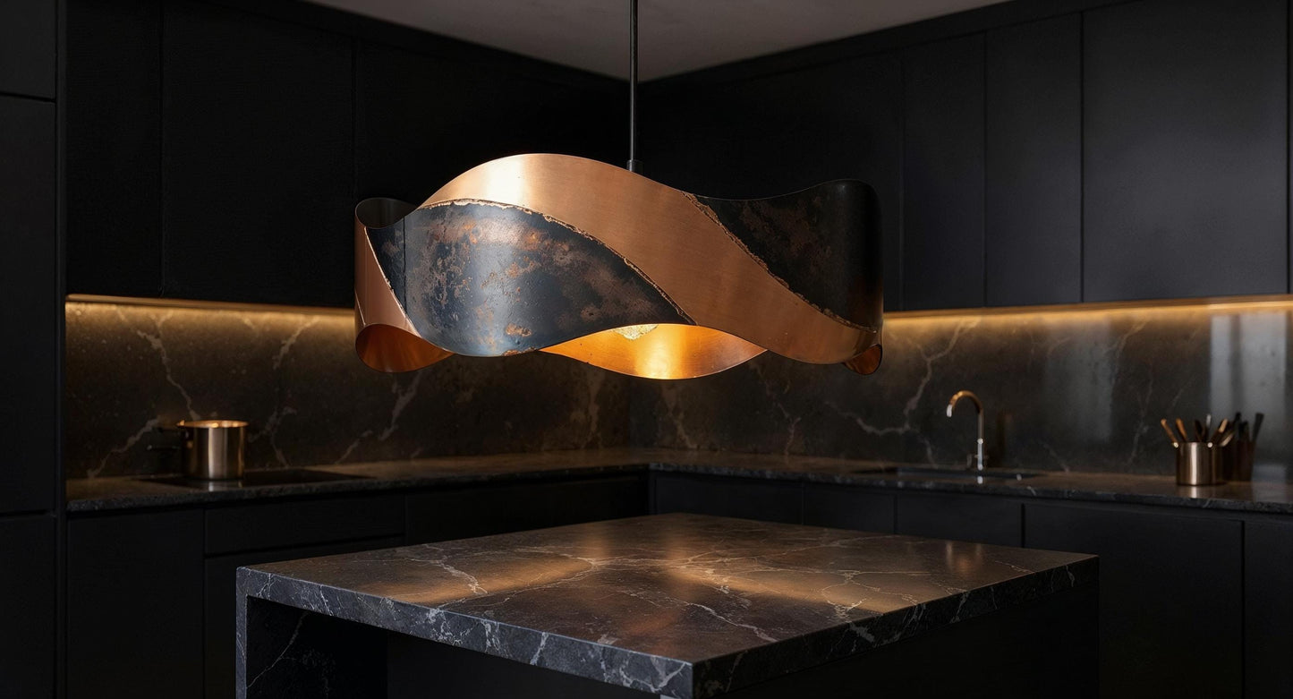 Handmade Hammered Copper Pendant Light: Moroccan Kitchen Island Lighting
