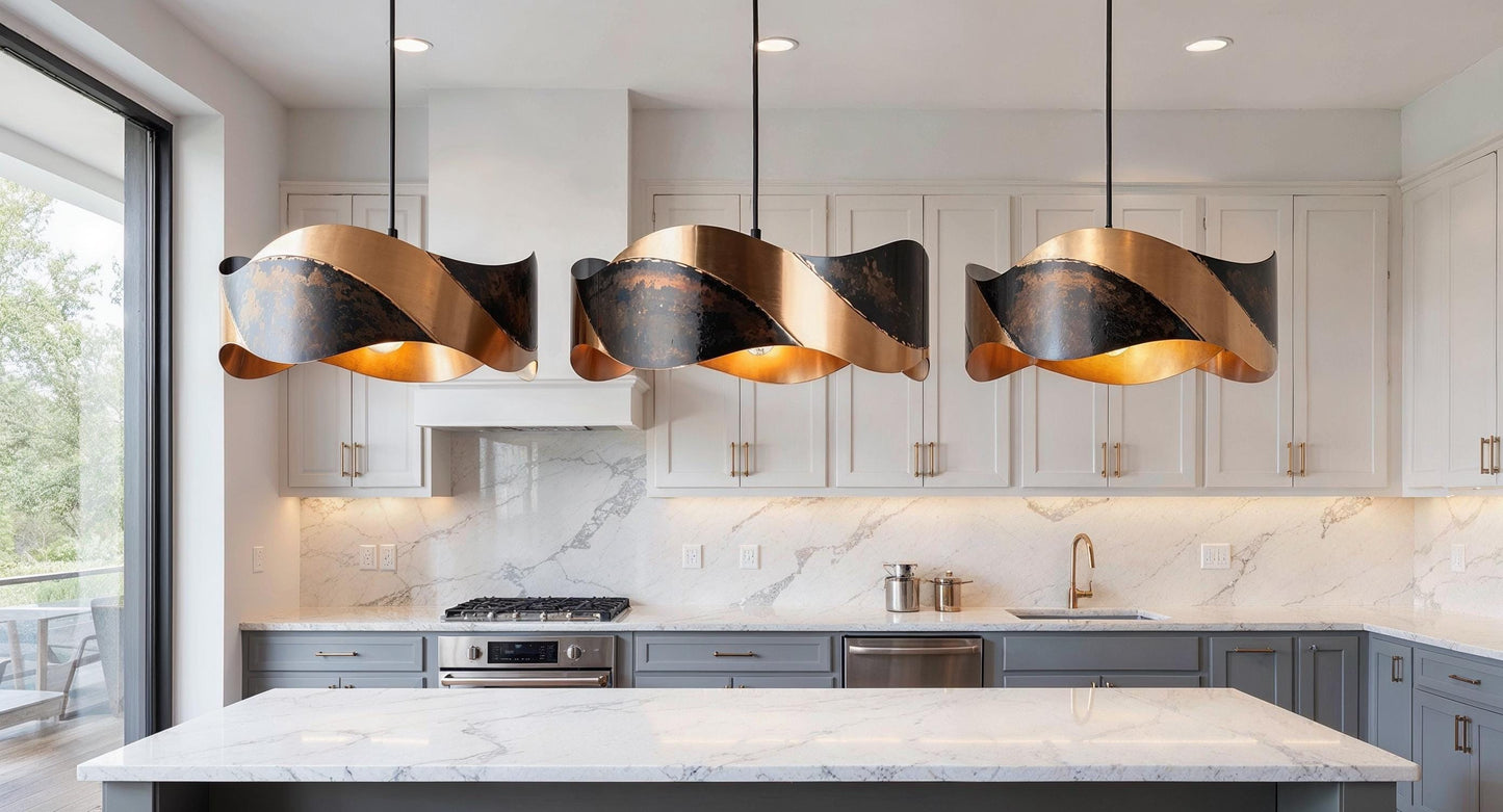 Handmade Hammered Copper Pendant Light: Moroccan Kitchen Island Lighting