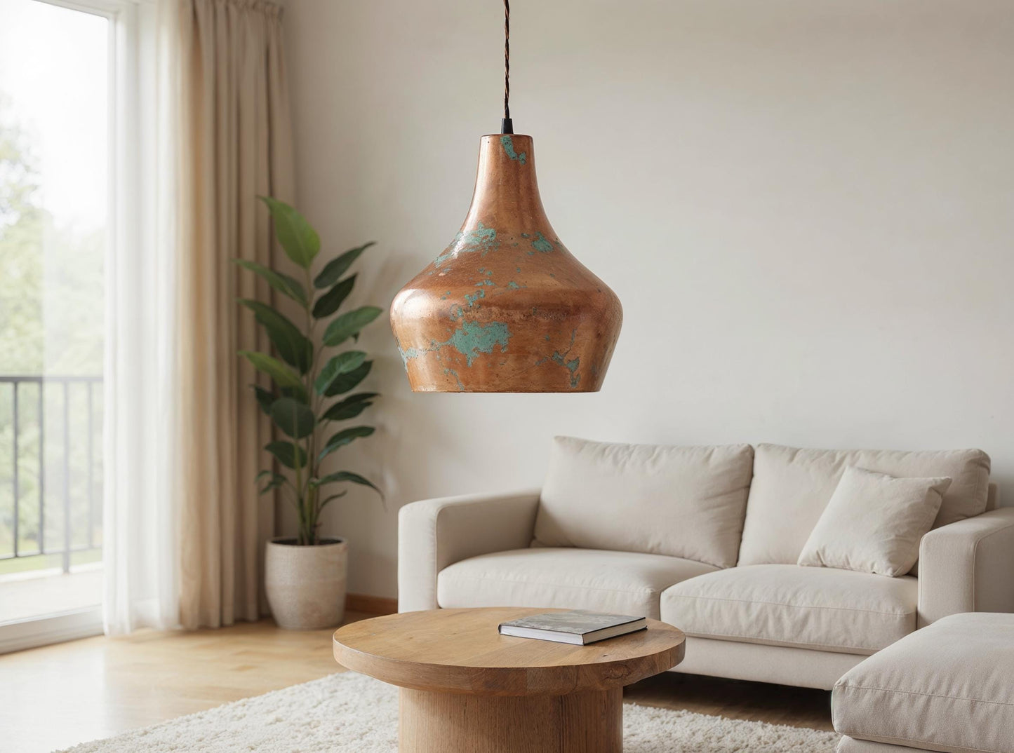 Handmade Moroccan Copper Pendant Light: Rustic Boho Kitchen Lighting