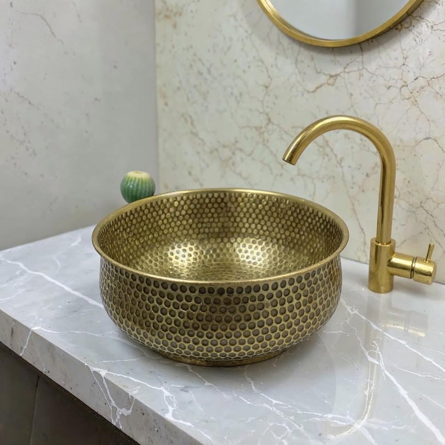 Handmade Moroccan Brass Sink: Honeycomb Vessel Bathroom Basin