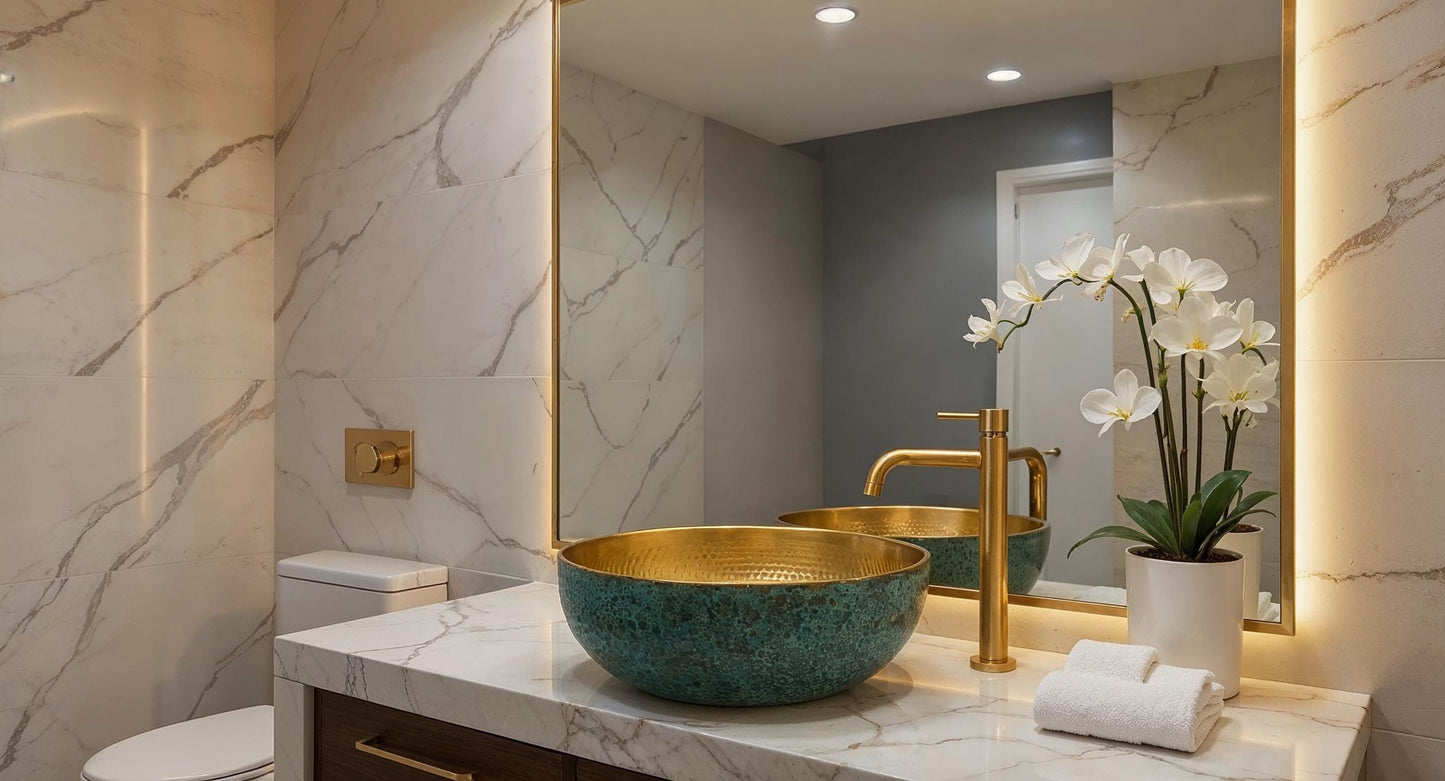 Handmade Hammered Brass & Patina Sink – Unique Moroccan Vessel Basin