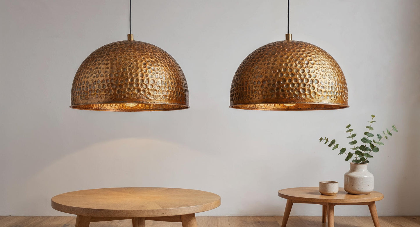 Hand Hammered Copper Pendant Light: Moroccan Brass Dome Lamp