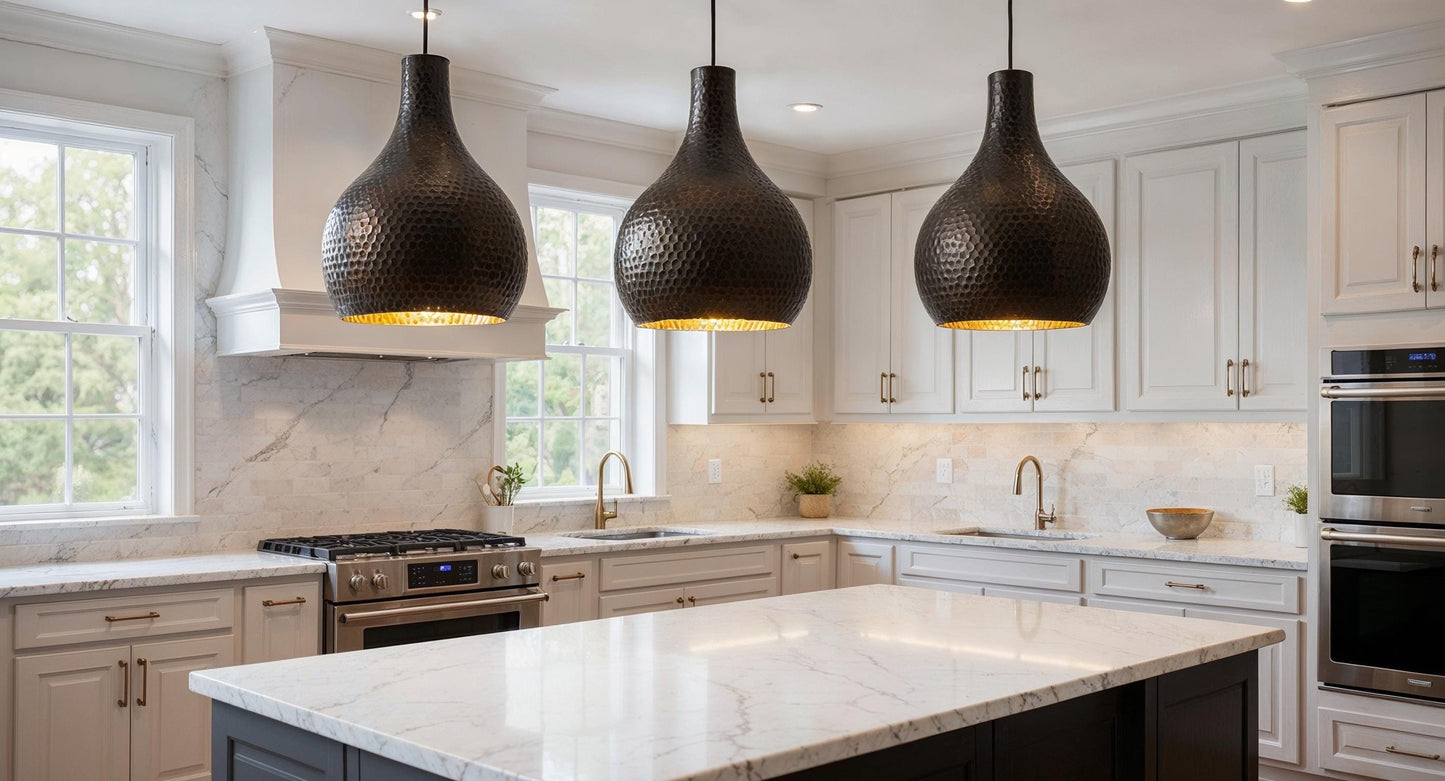 Handmade Hammered Copper Pendant Light: Moroccan Teardrop Ceiling Lamp