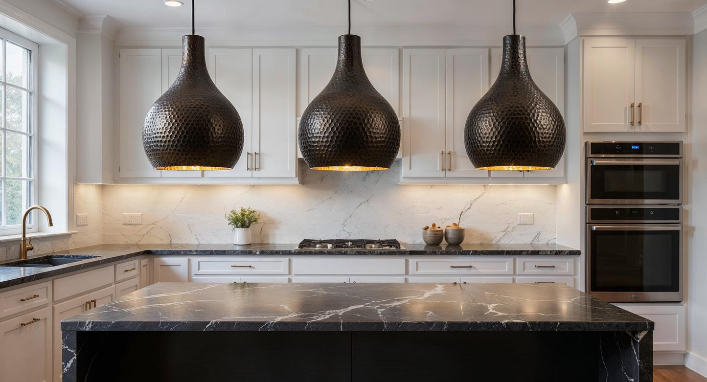 Handmade Hammered Copper Pendant Light: Moroccan Teardrop Ceiling Lamp