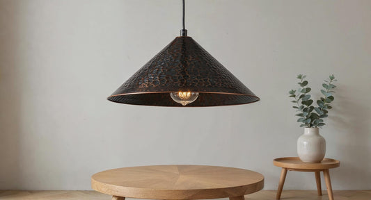Handmade Black Copper Pyramid Pendant Light - Moroccan Farmhouse Lighting
