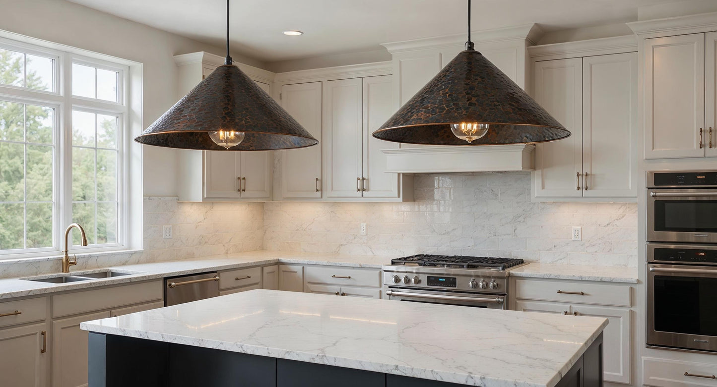 Handmade Black Copper Pyramid Pendant Light - Moroccan Farmhouse Lighting