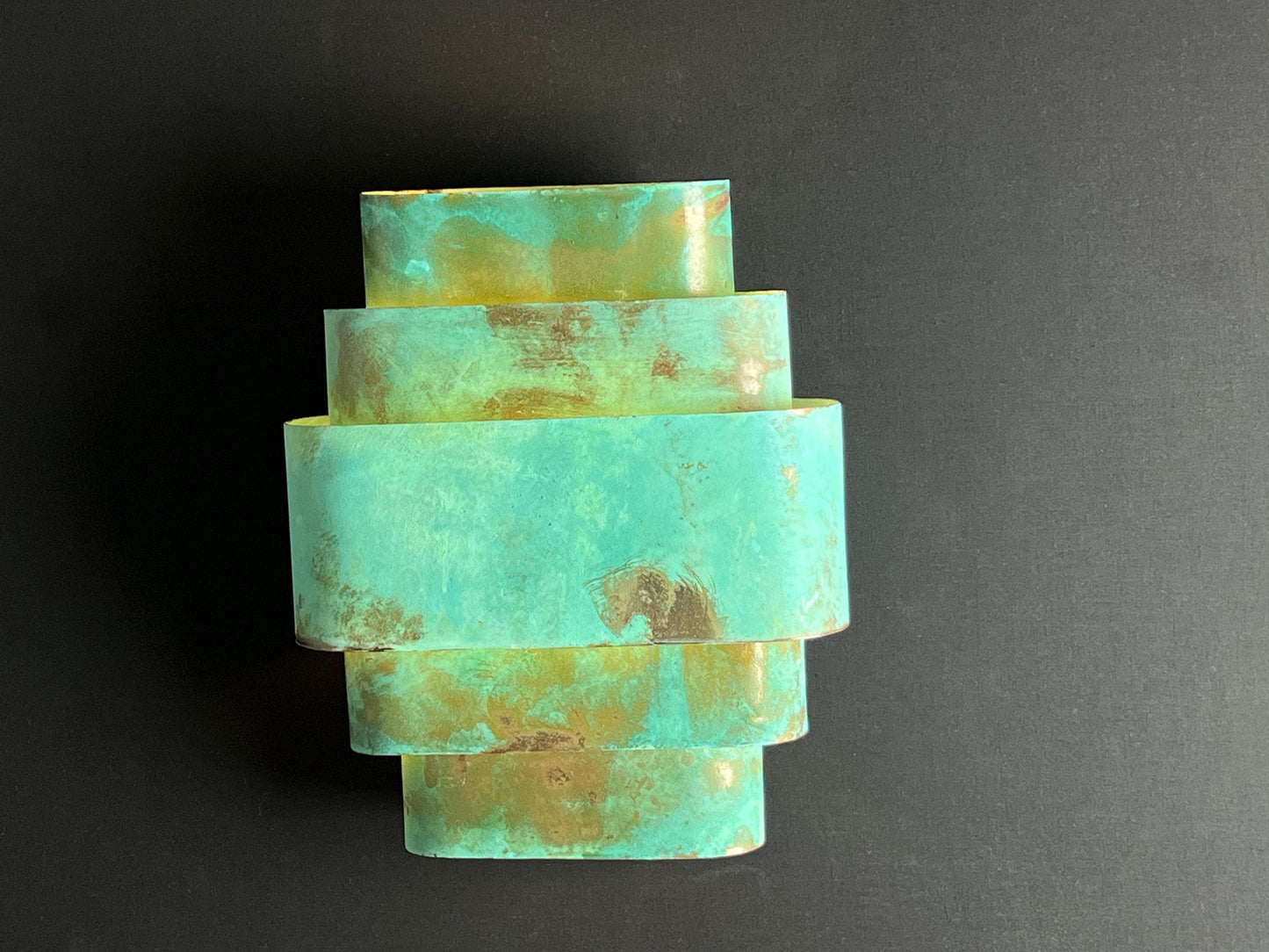 Handmade Patina Brass Wall Sconce: Art Deco Industrial Light