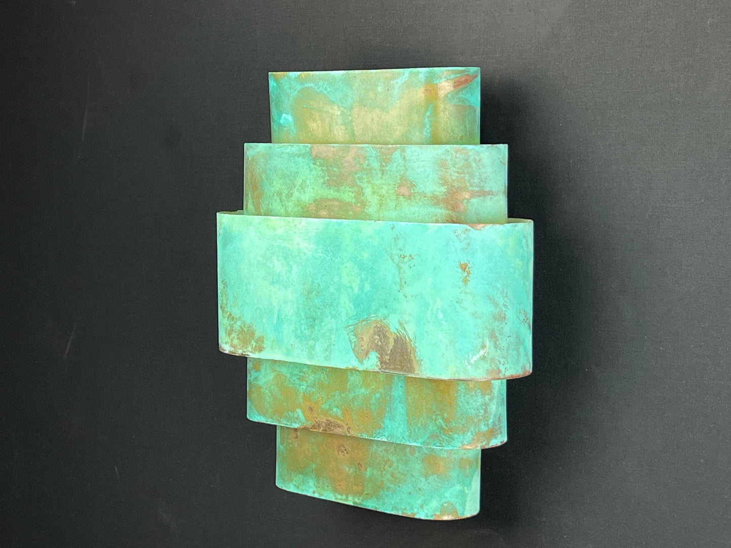 Handmade Patina Brass Wall Sconce: Art Deco Industrial Light