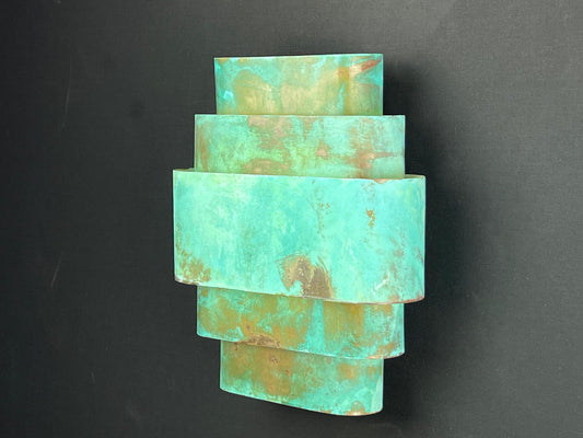 Handmade Patina Brass Wall Sconce: Art Deco Industrial Light