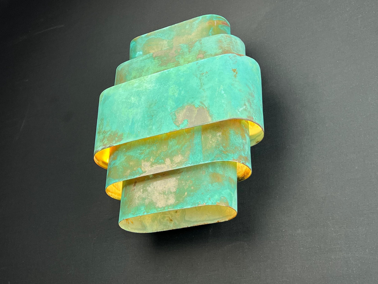 Handmade Patina Brass Wall Sconce: Art Deco Industrial Light