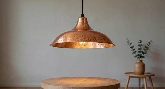 Handmade Hammered Copper Pendant Light: Moroccan Rustic Kitchen Island Lighting