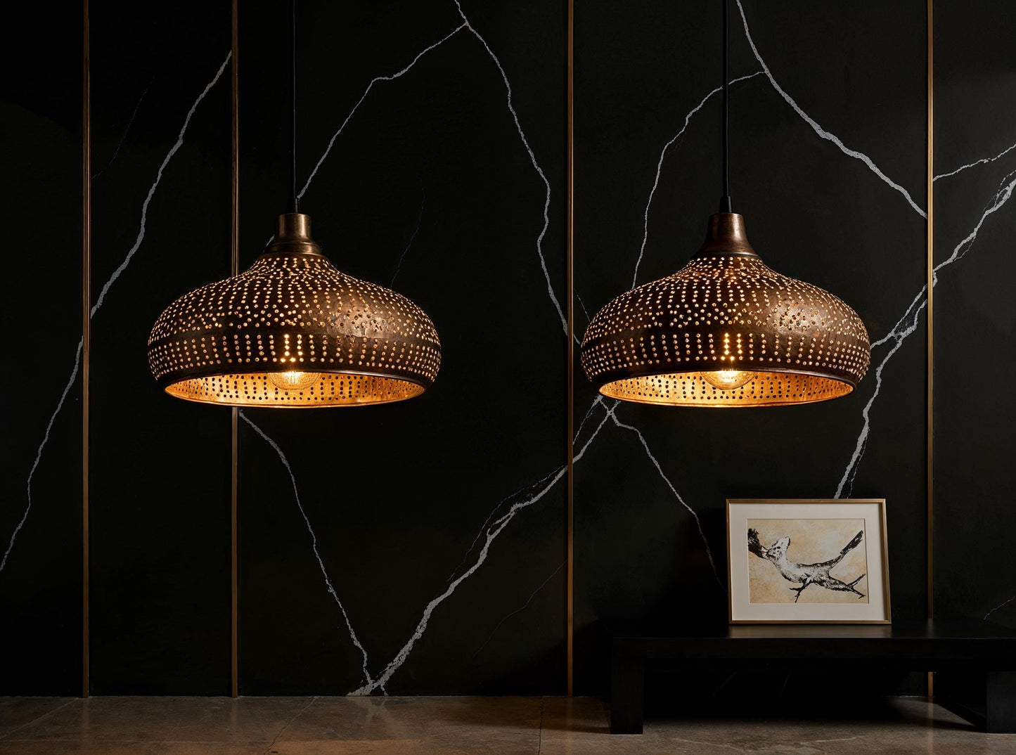 Handmade Hammered Copper Moroccan Pendant Light: Boho Rustic Chandelier