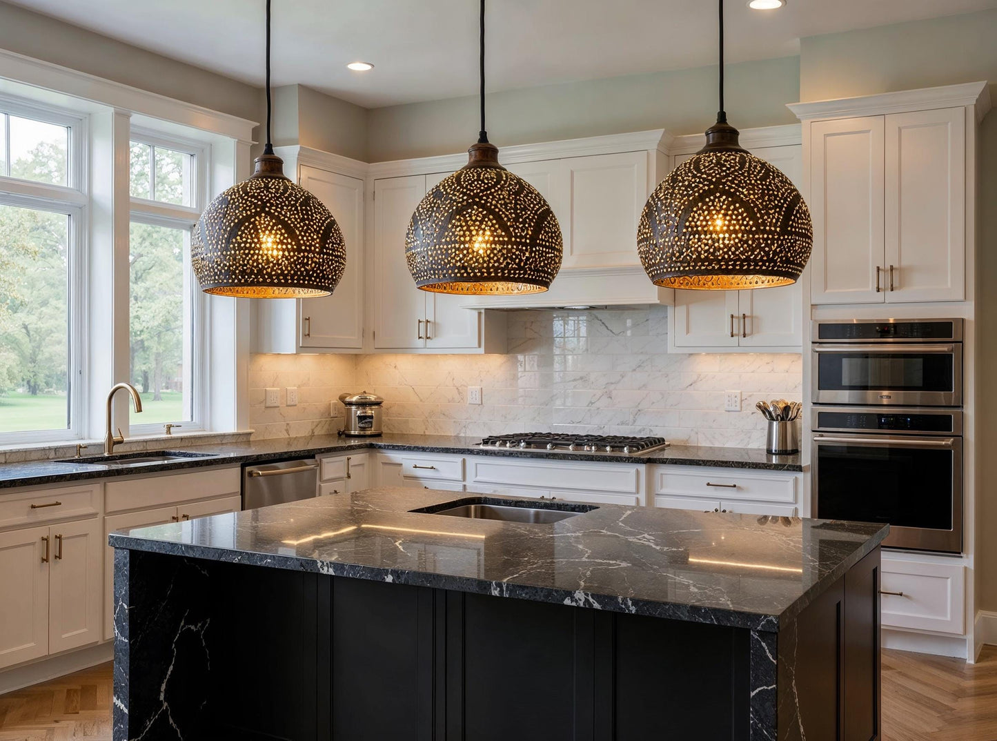 Handmade Hammered Copper Pendant Light: Moroccan Boho Chandelier