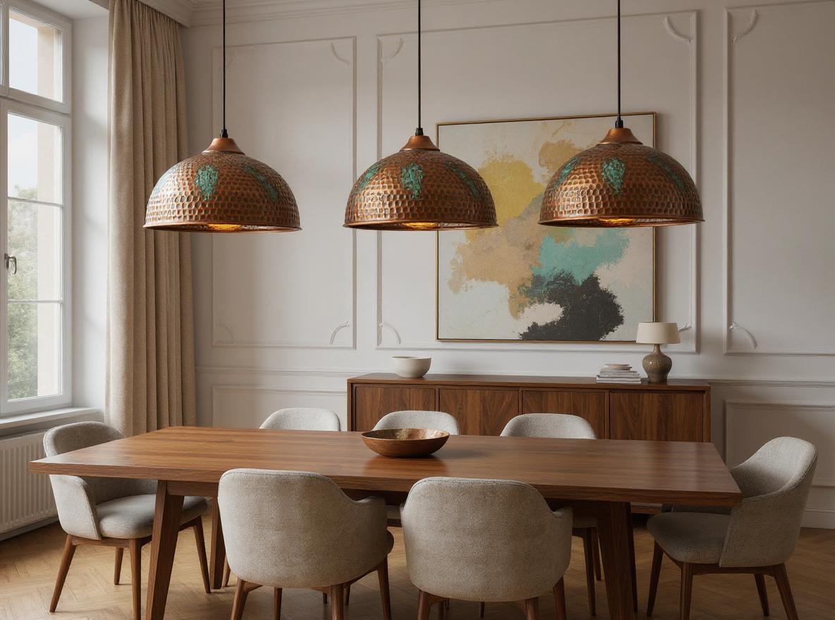 Handmade Copper Pendant Light: Hammered Dome with Patina