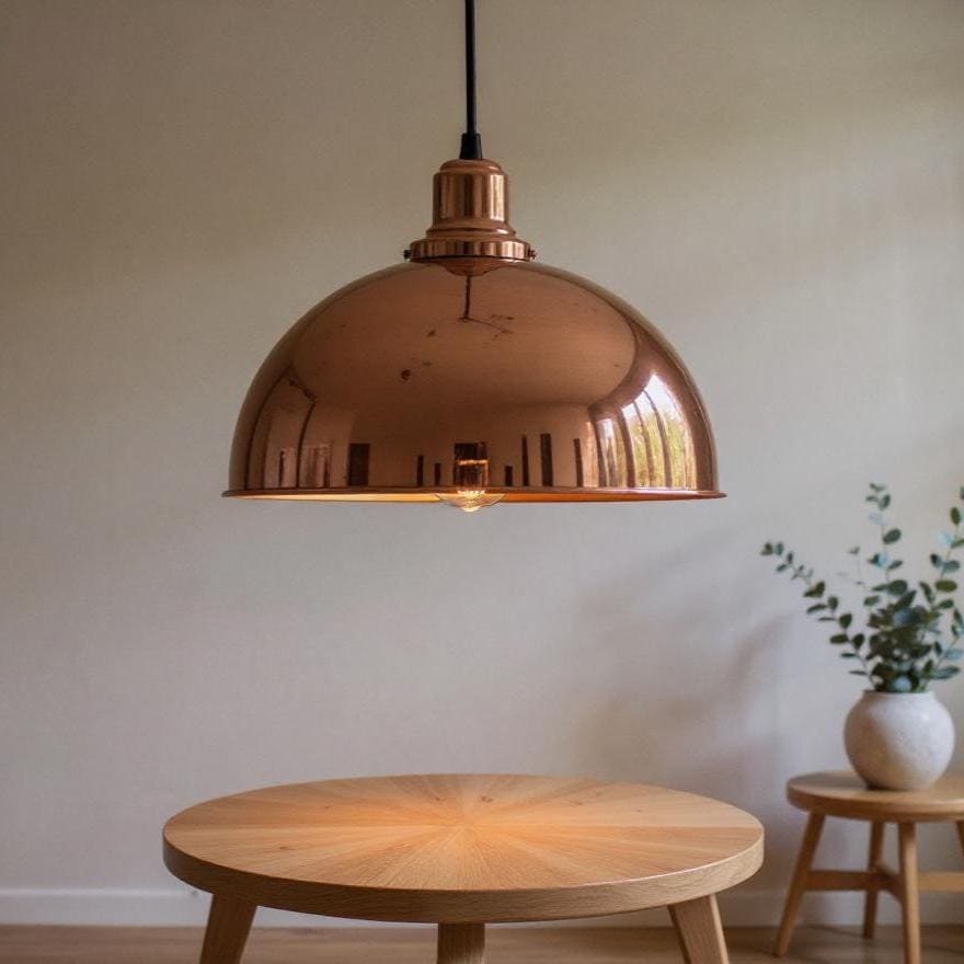 Handmade Polished Copper Dome Pendant Light: Moroccan Style