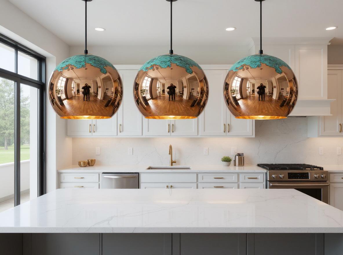 Handmade Copper Pendant Light: Moroccan Globe Lamp with Green Patina