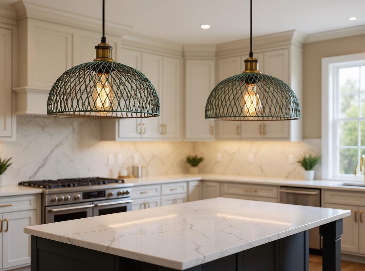 Handmade Green Patina Brass Dome Pendant Light - Moroccan Lighting