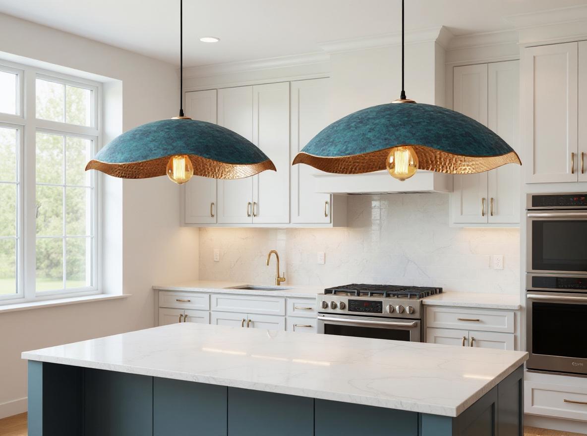 Handmade Blue Patina Copper Pendant Light – Moroccan Rustic Lighting