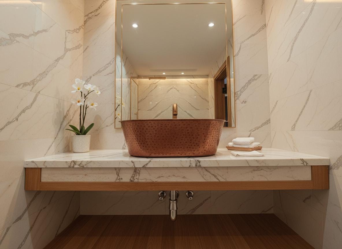 Handmade Hammered Copper Sink: Green Patina Vessel Basin