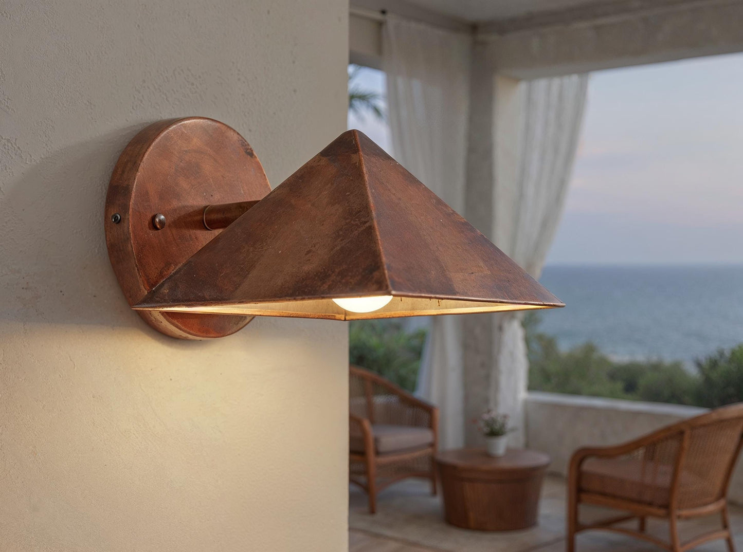 Handmade Copper Wall Sconce: Patina Moroccan Light with Square Cutouts