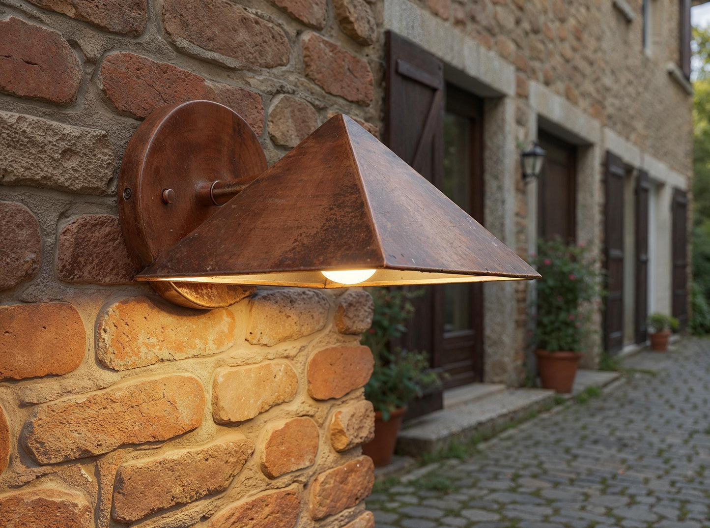 Handmade Copper Wall Sconce: Patina Moroccan Light with Square Cutouts