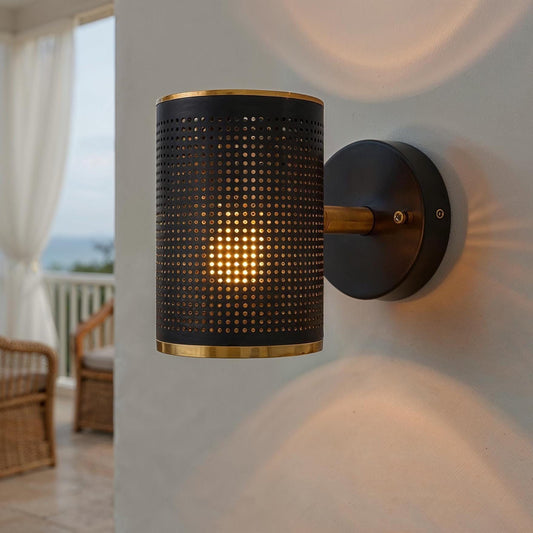 Hammered Copper Wall Sconce: Moroccan Cylinder Light