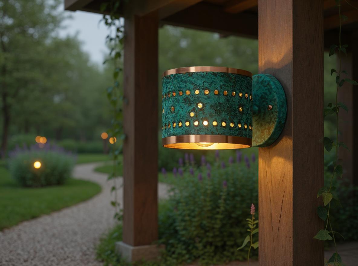 Handmade Moroccan Brass Wall Sconce: Green Patina Lattice Light