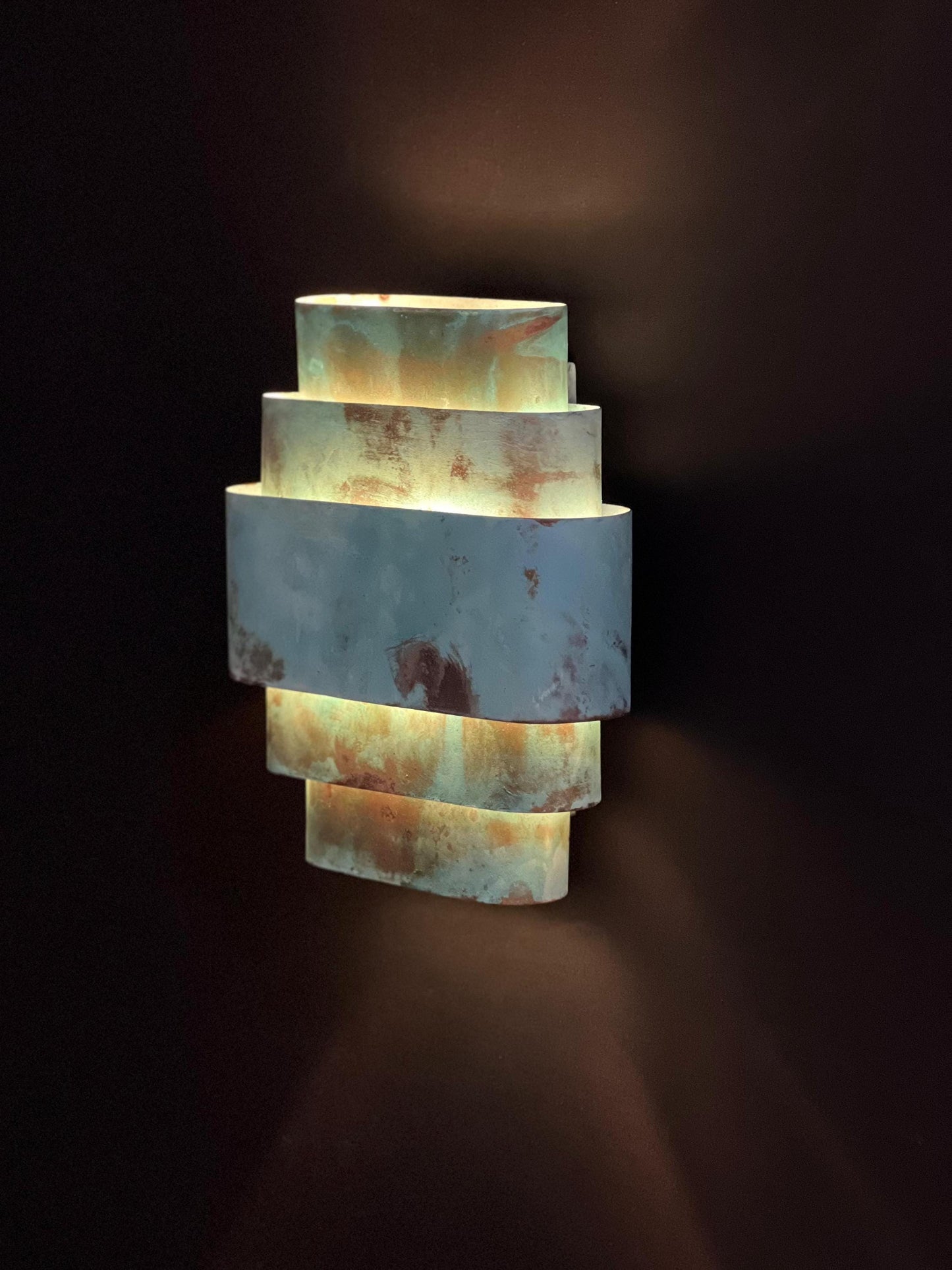 Handmade Patina Brass Wall Sconce: Art Deco Industrial Light