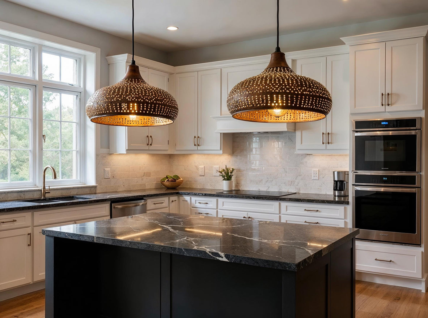 Handmade Hammered Copper Moroccan Pendant Light: Boho Rustic Chandelier