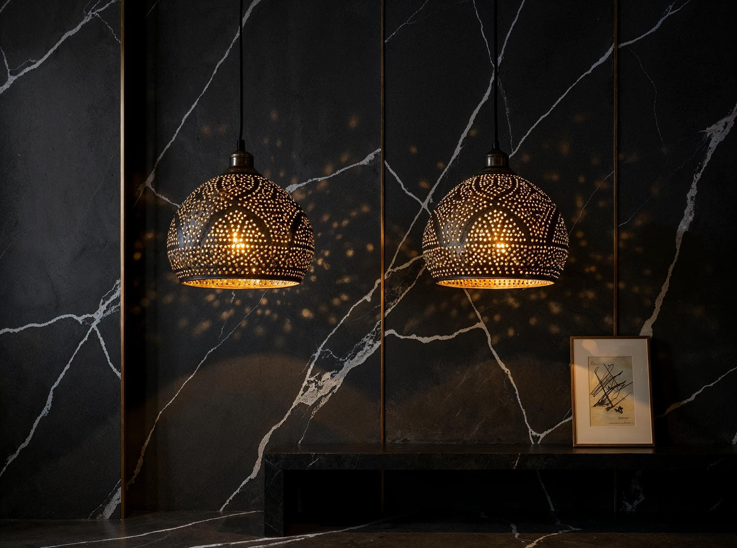 Handmade Hammered Copper Pendant Light: Moroccan Boho Chandelier