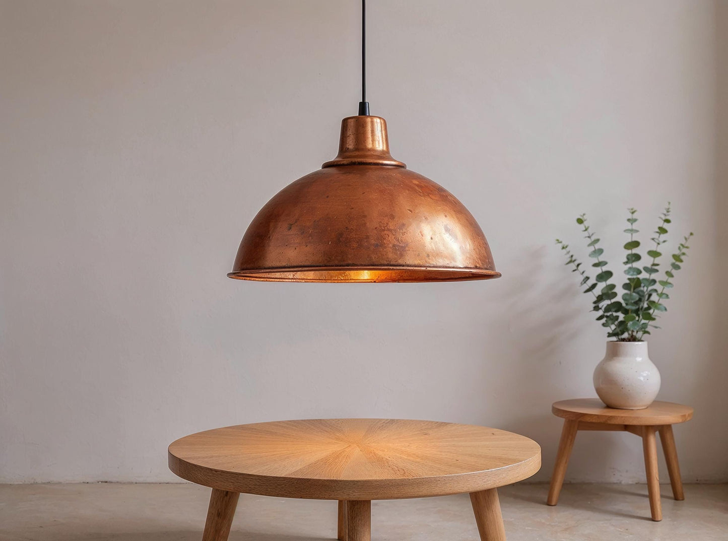 Handmade Hammered Copper Pendant Light: Moroccan Farmhouse Lighting