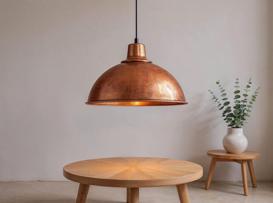 Handmade Hammered Copper Pendant Light: Moroccan Farmhouse Lighting