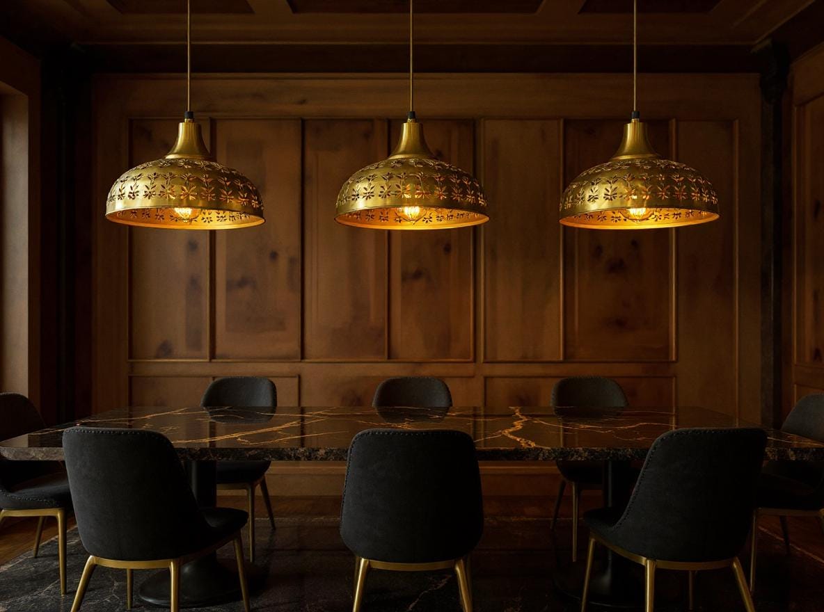 Handmade Brass Pendant Light: Floral Cut-Out Moroccan Ceiling Lamp