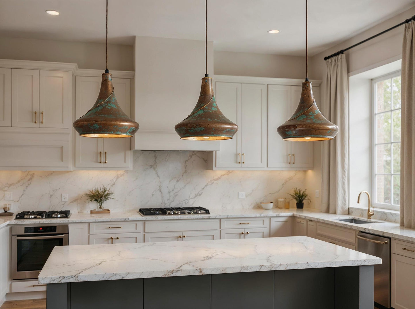 Handmade Moroccan Copper Pendant Light: Swirl Dome Rustic Chandelier