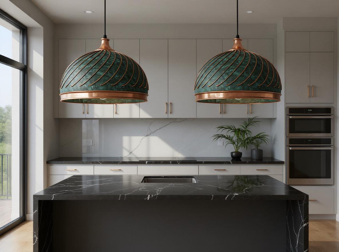 Handmade Moroccan Brass Pendant Light – Green Patina Copper Dome