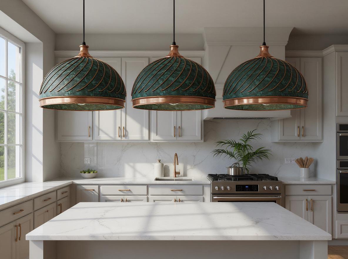 Handmade Moroccan Brass Pendant Light – Green Patina Copper Dome