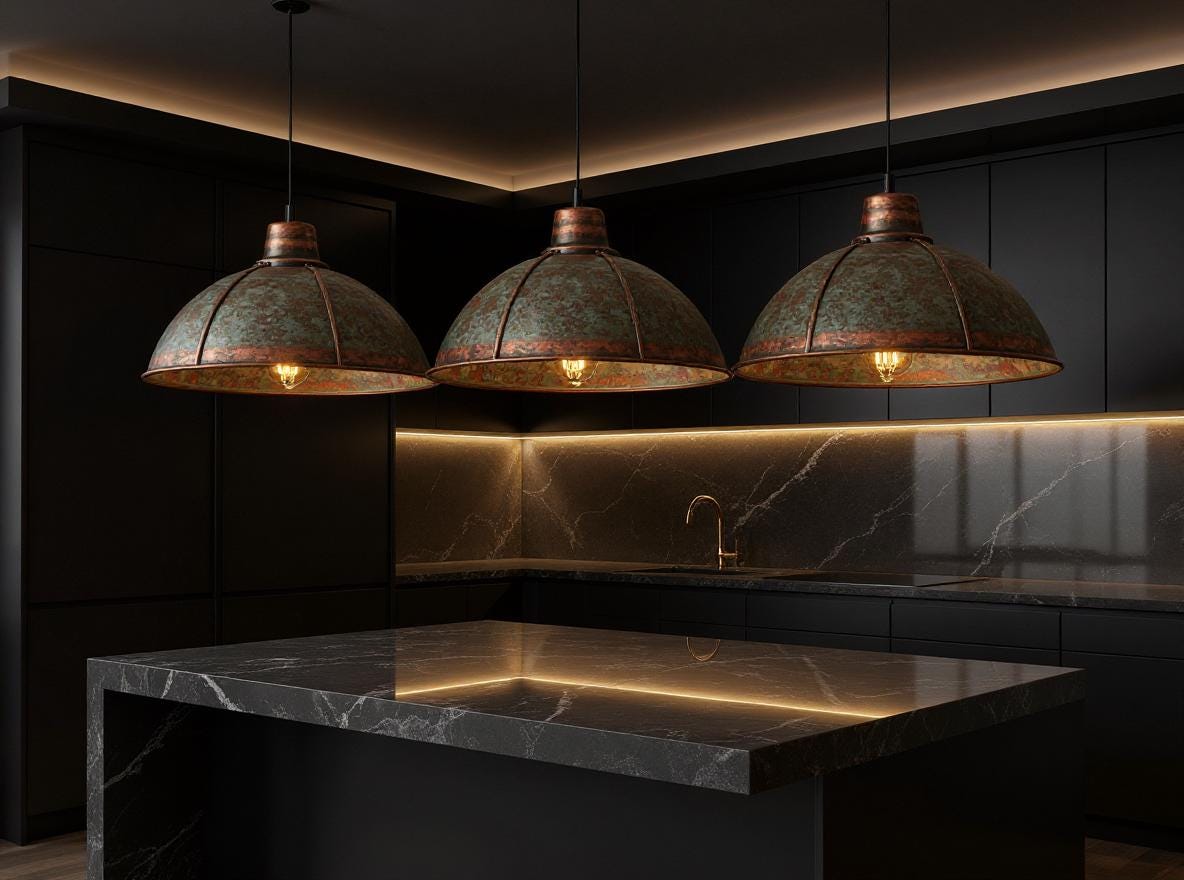 Handmade Copper Pendant Light: Rustic Green Patina Dome Lamp