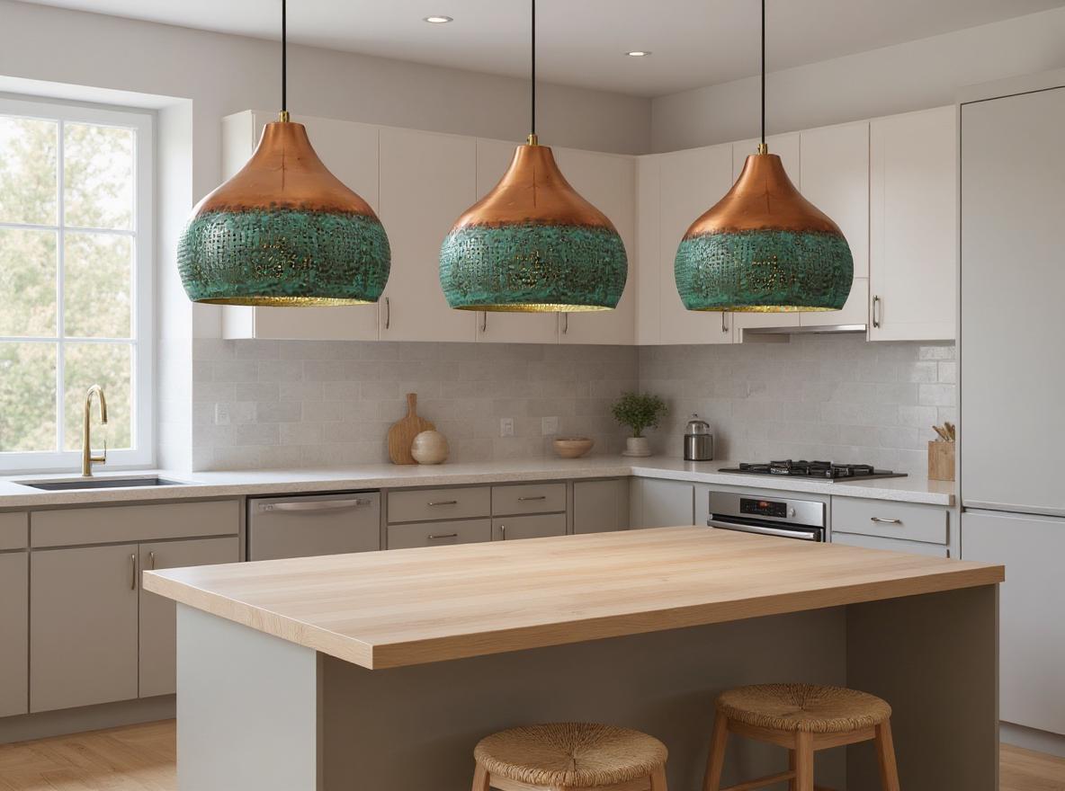 Handmade Copper Pendant Light – Green Patina Moroccan Dome Lamp