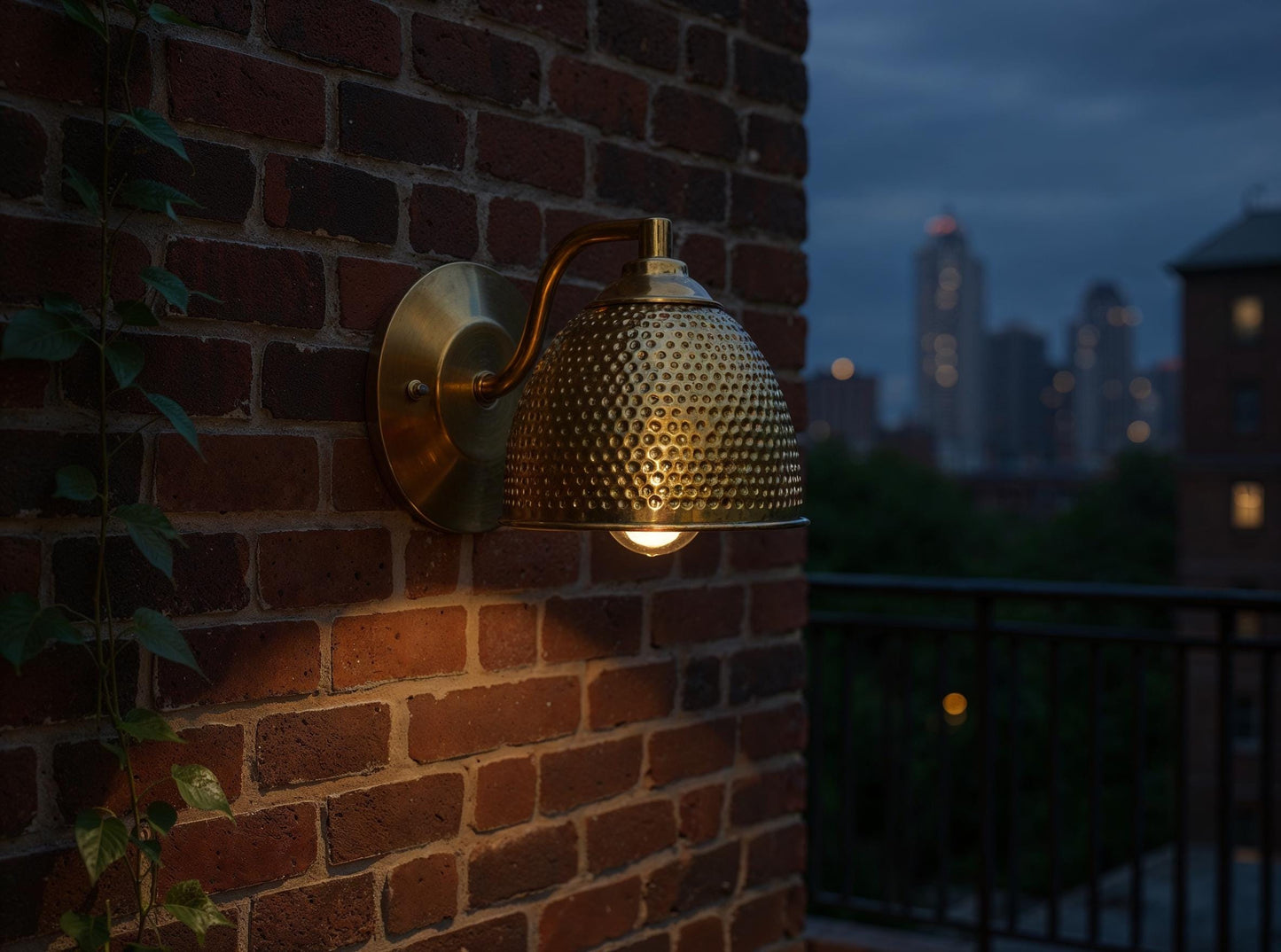 Handmade Hammered Brass Wall Sconce - Rustic Outdoor Lighting
