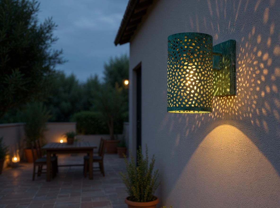 Handmade Patina Brass Wall Sconce: Moroccan Outdoor Lighting