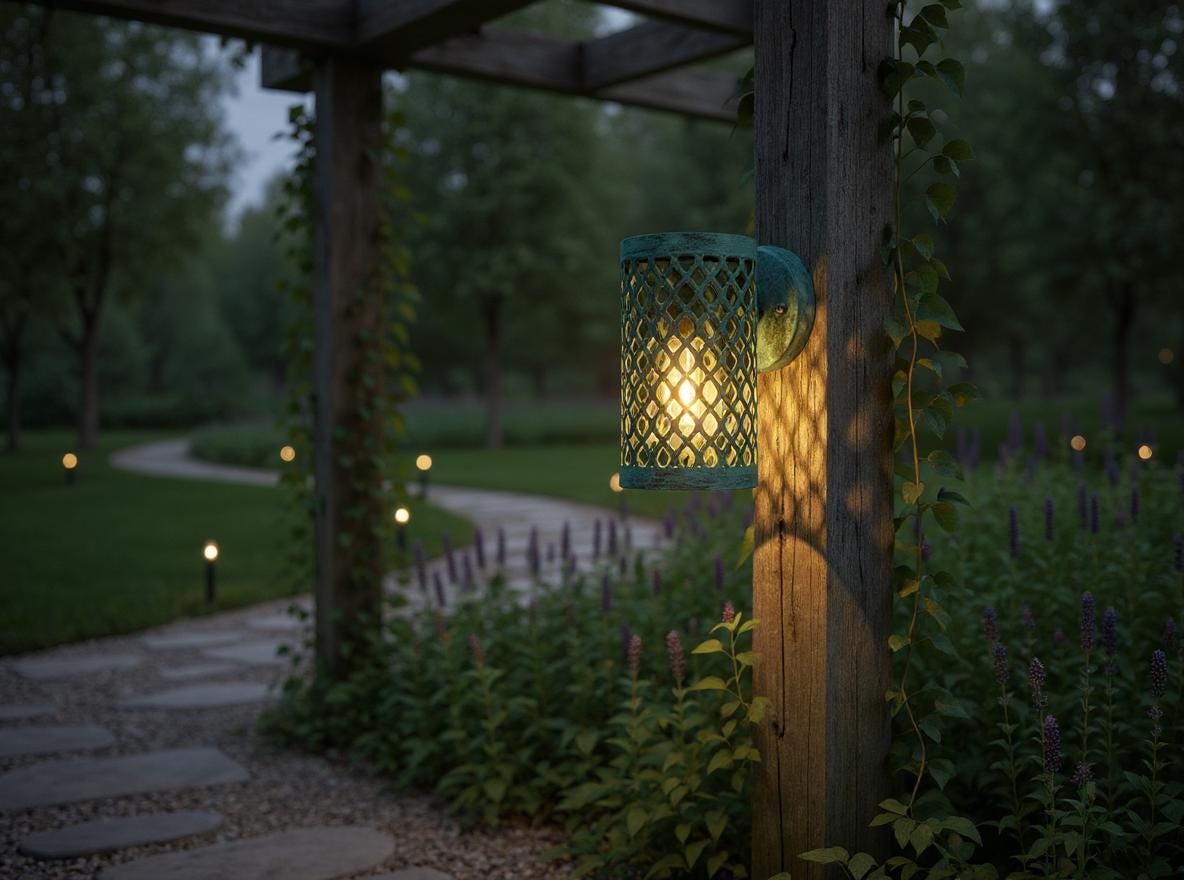 Handmade Moroccan Wall Sconce: Aged Green Patina Brass Light
