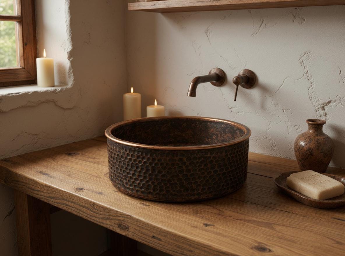 Hand Hammered Copper Sink: Moroccan Honeycomb Vessel Basin