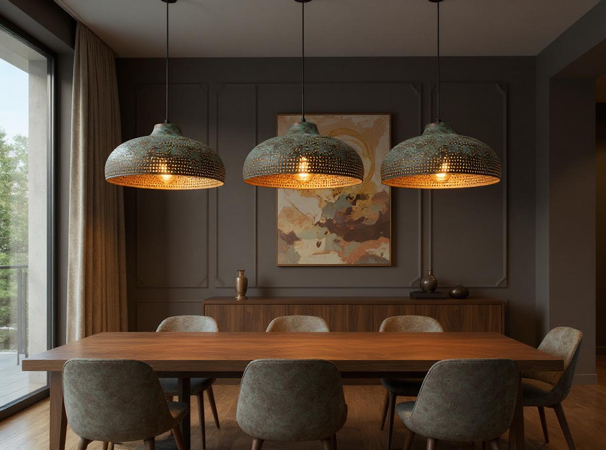 Handmade Green Patina Brass Pendant Light: Moroccan Boho Dome