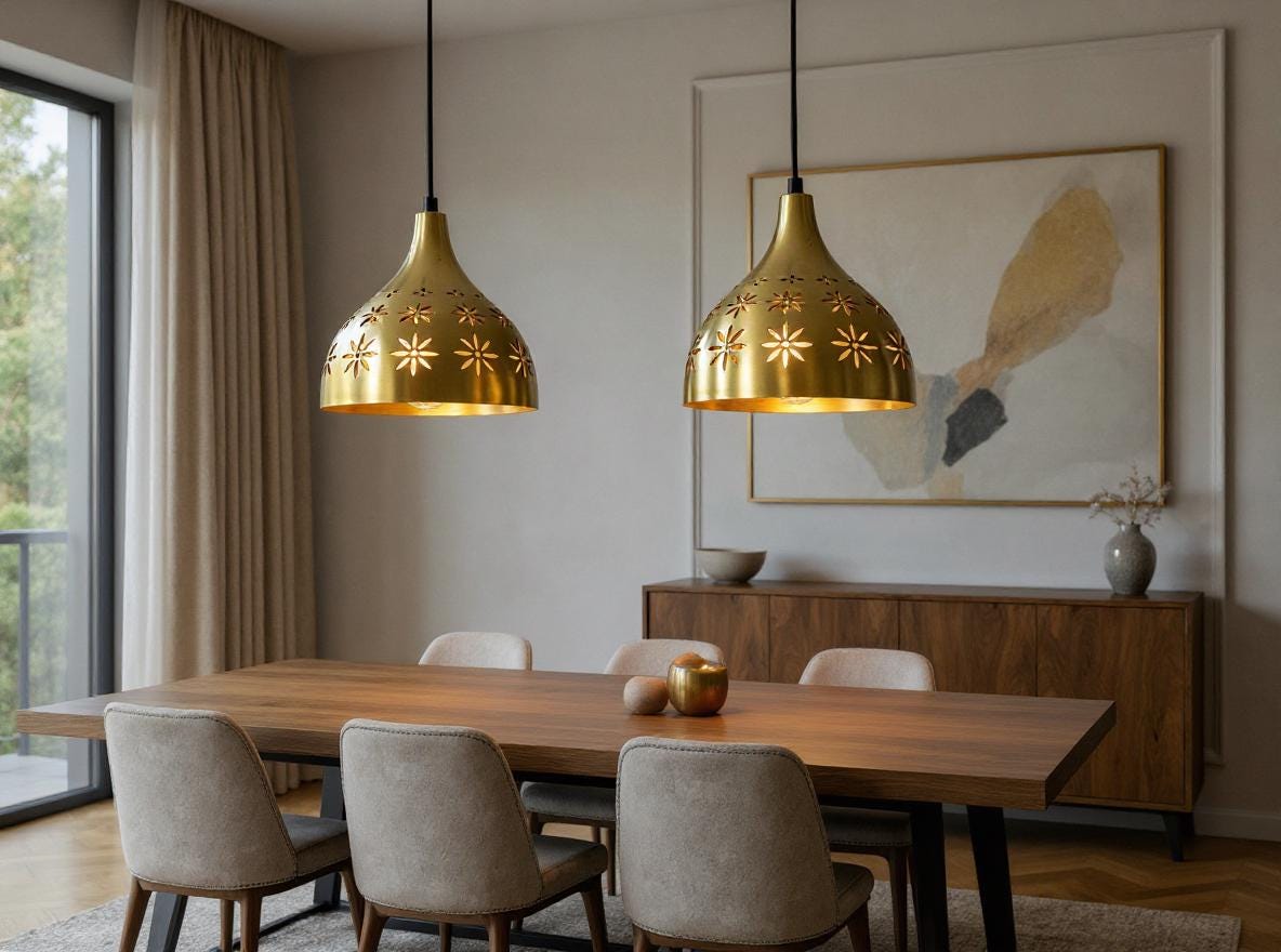 Handmade Brass Dome Pendant Light: Moroccan Floral Ceiling Fixture