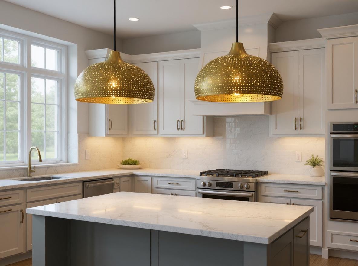 Moroccan Brass Pendant Lamp – Handmade Floral Ceiling Light for Boho, Mediterranean, or Contemporary Homes