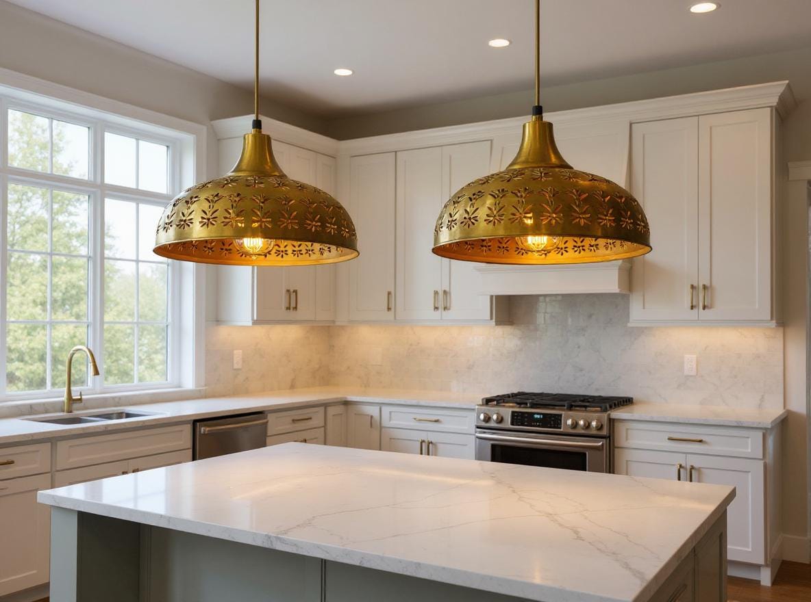 Handmade Brass Pendant Light: Floral Cut-Out Moroccan Ceiling Lamp