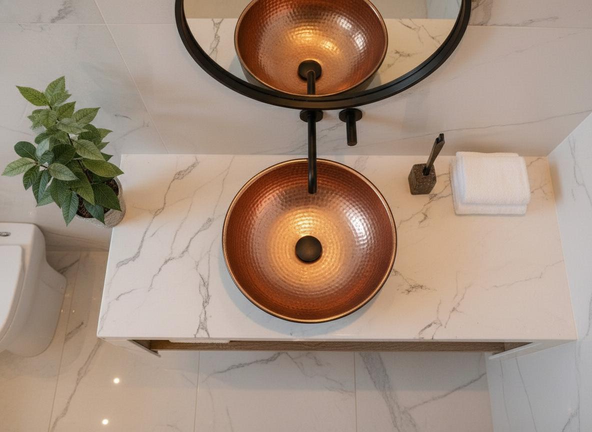 Handmade Black Hammered Copper Sink Bowl – Moroccan Farmhouse Basin