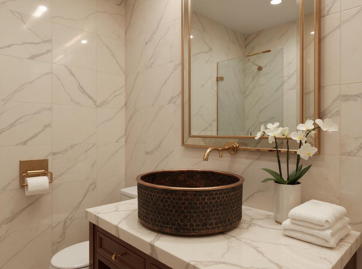 Hand Hammered Copper Sink: Moroccan Honeycomb Vessel Basin