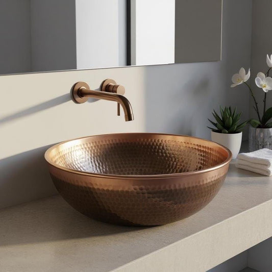 Handmade Hammered Copper Sink – Moroccan Honeycomb Vessel Basin